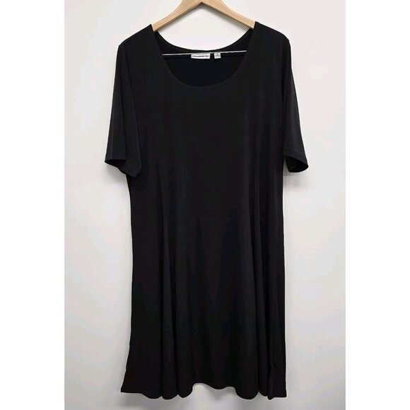 Susan Graver Dresses & Skirts - Susan Graver Classic Black Liquid Knit Dress Short Sleeve Size XL Stretch Career